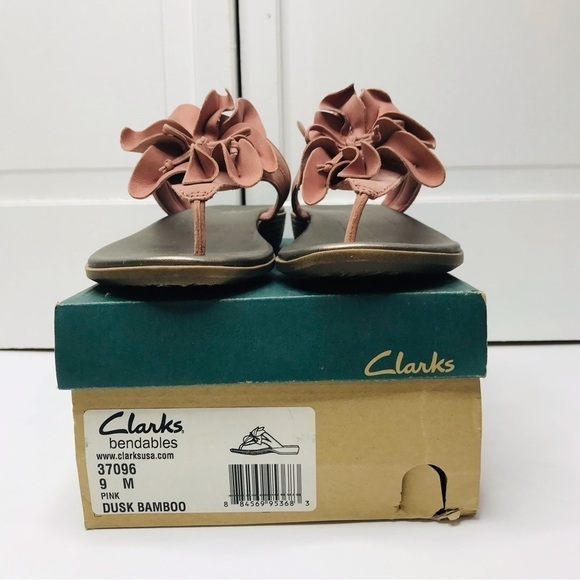 CLARKS Pink Dusk Bamboo Thong Sandals Size 9 - Picture 3 of 8